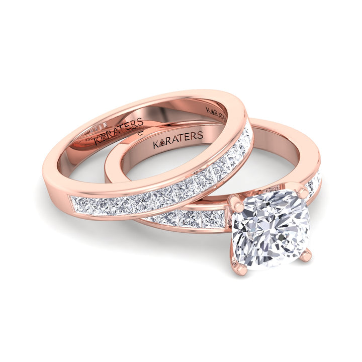 3.85CT Total Weight Channel Stye Lab Grown Diamond Wedding Set Rose Gold 14K
