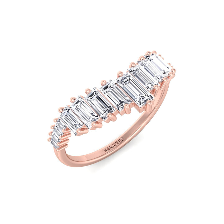 Baguette Lab Grown Diamond Wedding Band Rose Gold 14K 