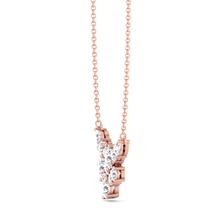 1.65CT Round Shape Cluster Natural Diamond Pendant Necklace Rose Gold