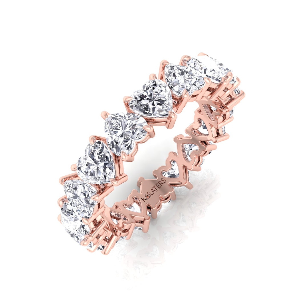 Heart Shape Lab Grown Diamond Eternity Band-2CT-3CT-4CT-6CT-Rose Gold