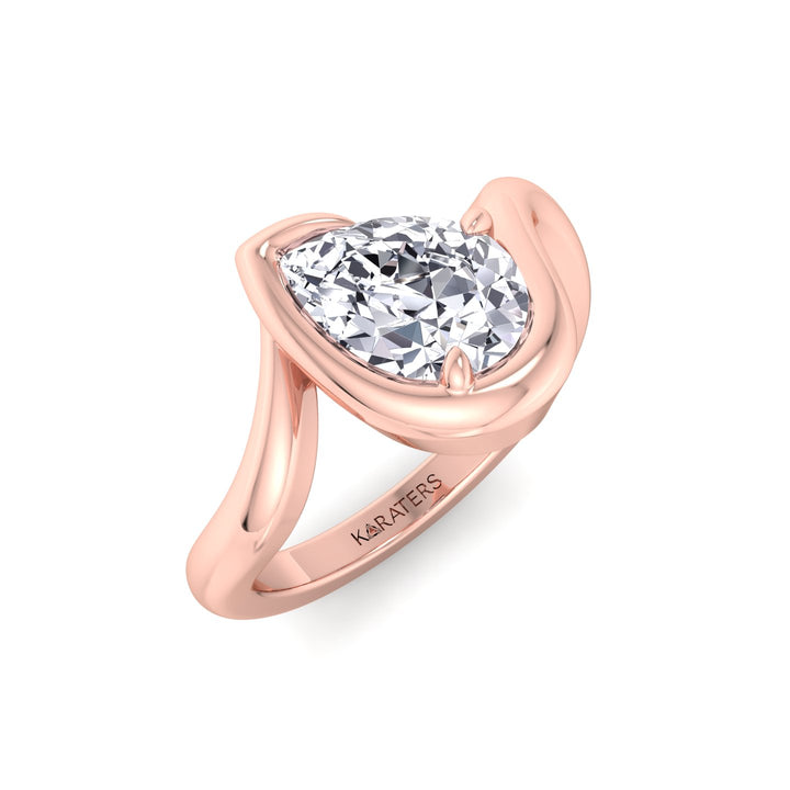 Pear Shape Lab Grown Diamond Twist Band Engagement Ring RG