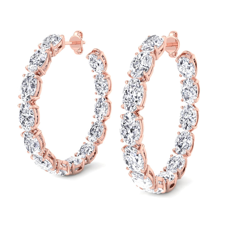 Oval-Cut Lab Grown Diamond Hoops- 14K-5CT-Rose Gold