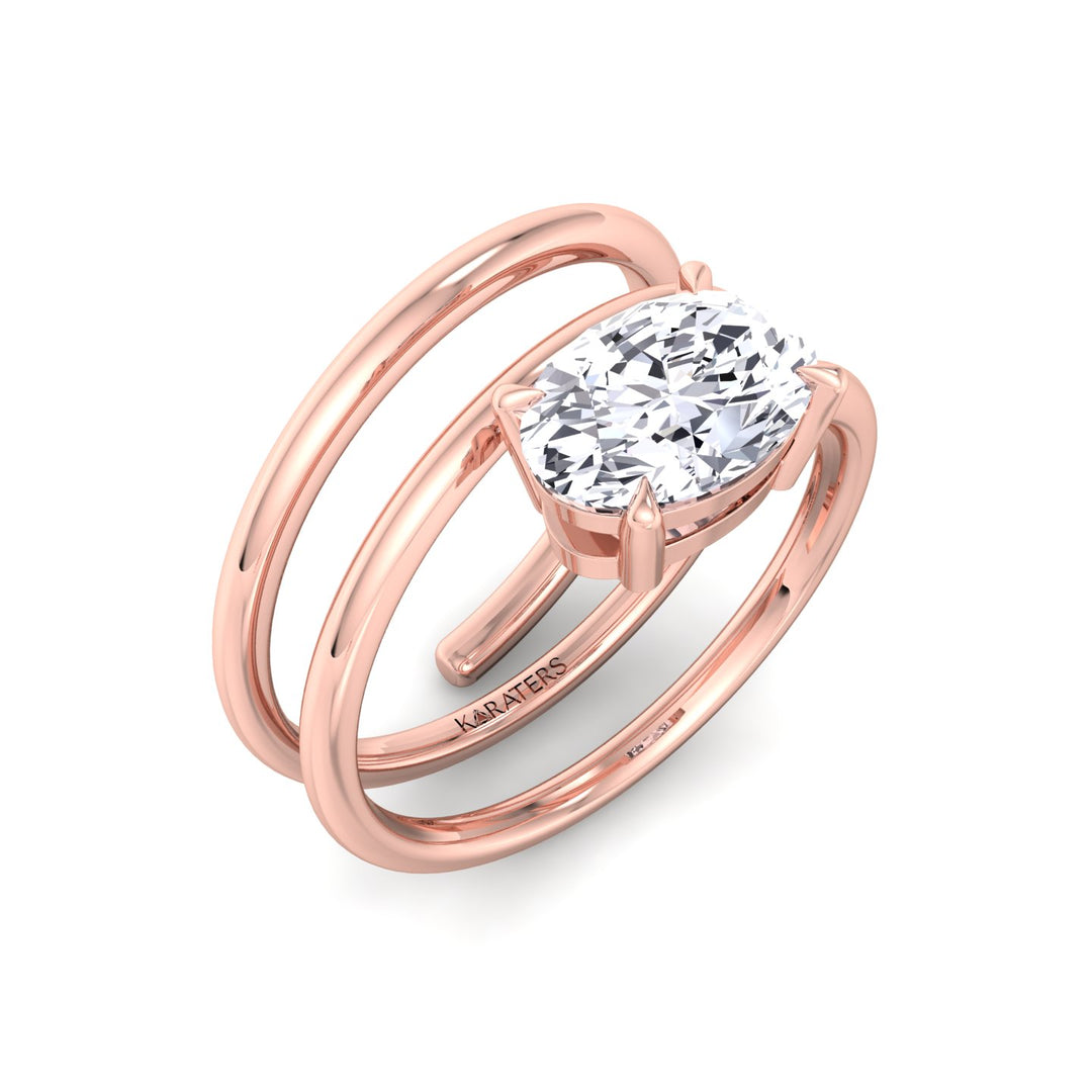 WG Oval Shape Spiral Lab Grown Diamond Ring 3