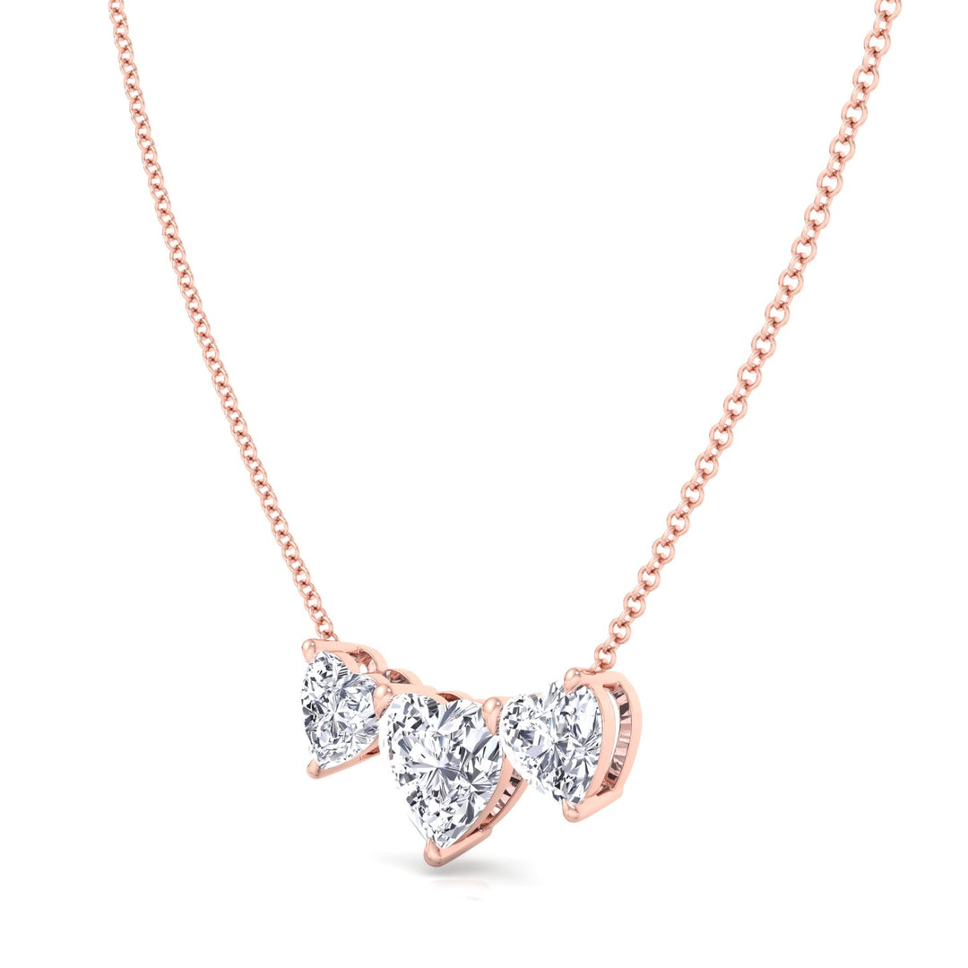 Triple Heart Shape Lab Grown Diamond Pendant Rose Gold 14K
