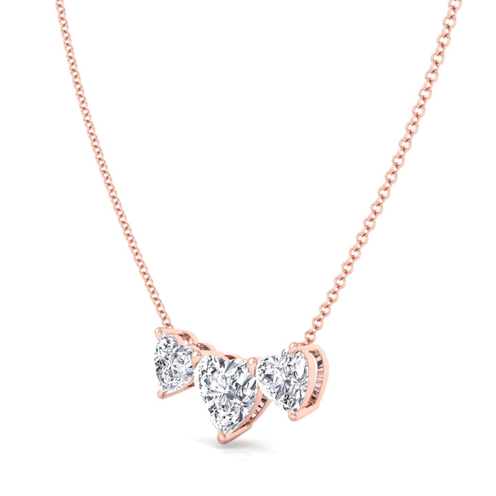 Triple Heart Shape Lab Grown Diamond Pendant Rose Gold 14K