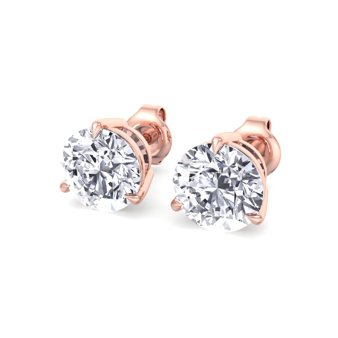 3 Prong Round Cut  Lab-Grown Diamond Studs RG 1