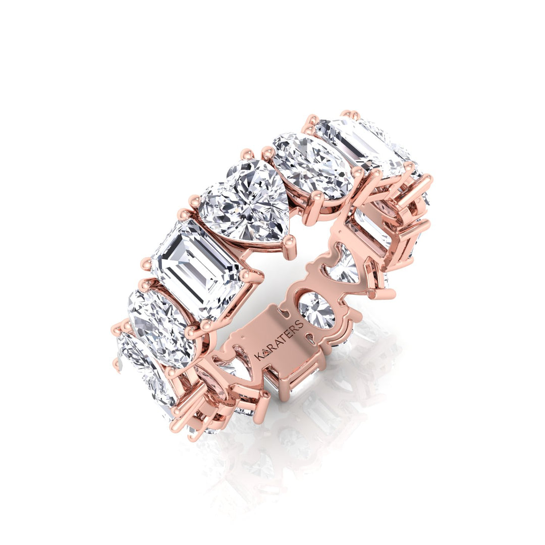 Mixed Shape Lab Grown Diamond Eternity Band-2CT-3CT-4CT-5CT-14K-Rose Gold