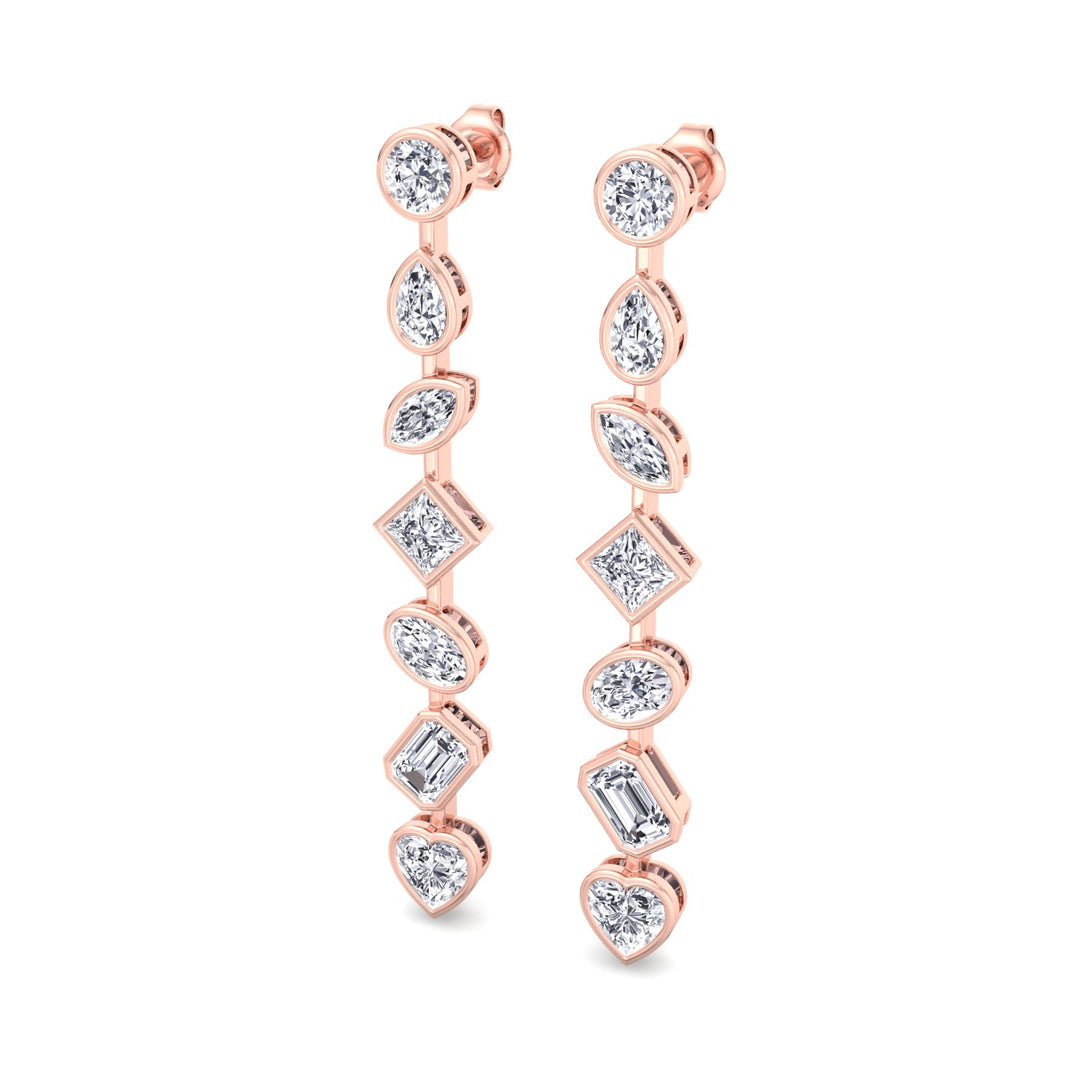 Multi Stone Bezel Tennis Earrings Lab Grown Diamond RG 3