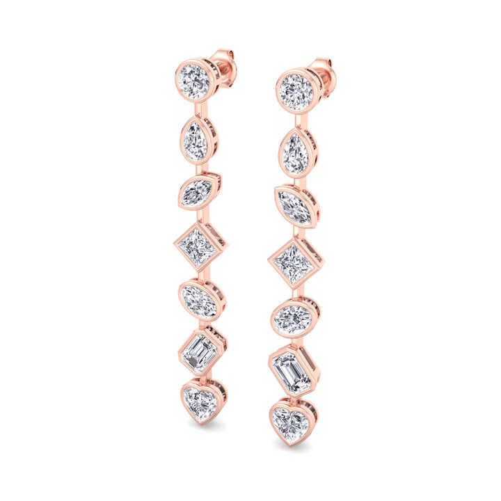 Multi Stone Bezel Tennis Earrings Lab Grown Diamond RG 3