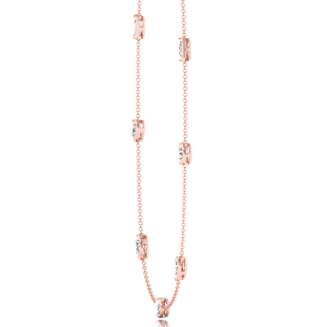 Multi Shape Lab Grown Diamond By The Yard Necklace Rose Gold 14K