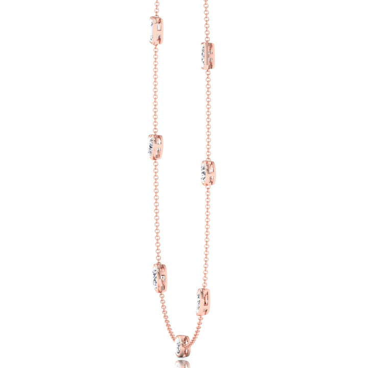 Multi Shape Lab Grown Diamond By The Yard Necklace Rose Gold 14K