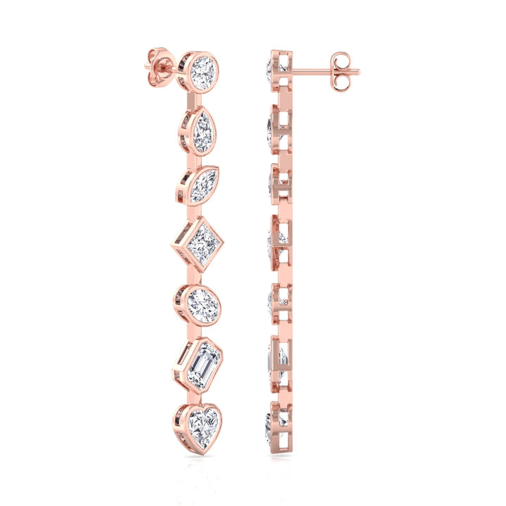 Multi Stone Bezel Tennis Earrings Lab Grown Diamond RG 4