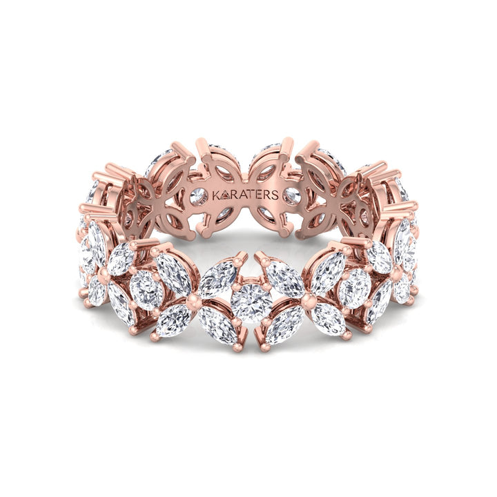 Marquise and Round Shape Lab Grown Diamond Eternity Band Rose Gold 14K