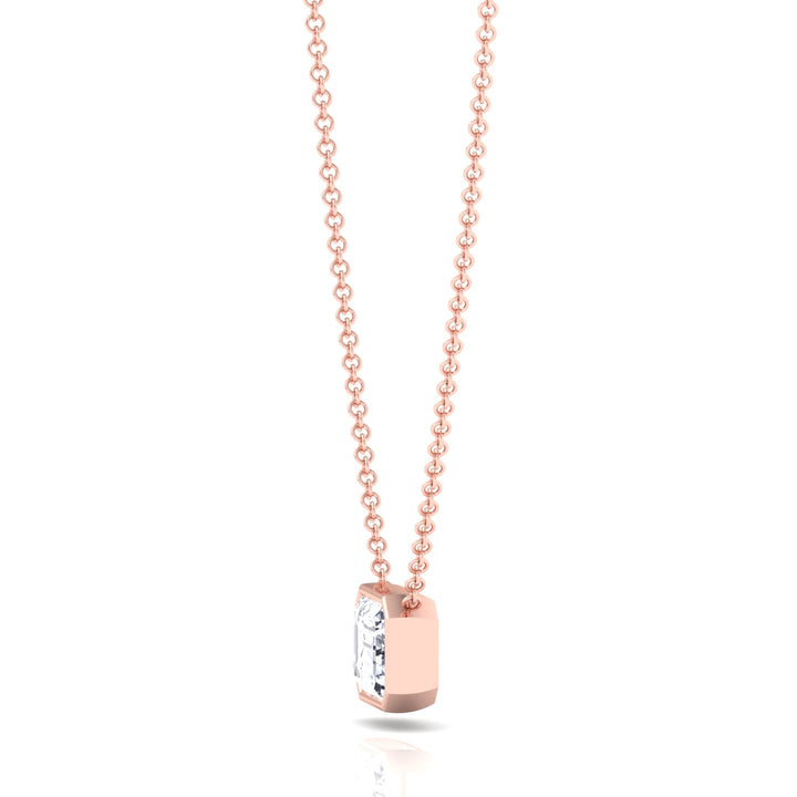 Emerald Shape Bezel Set Lab Grown Diamond Pendant Rose Gold