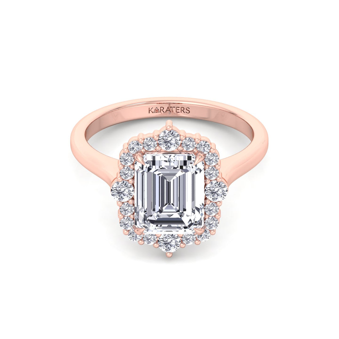 Cathedral Style Emerald Cut Lab Grown Diamond Ring RG 3