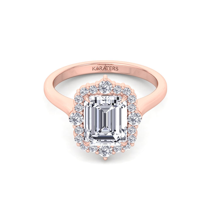 Cathedral Style Emerald Cut Lab Grown Diamond Ring RG 3