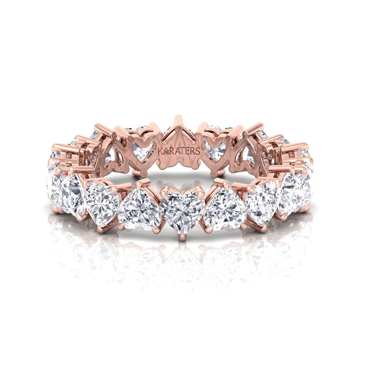Heart Shape Lab Grown Diamond Eternity Band-14K-18K-2CT-3CT-4CT-6CT-Rose Gold
