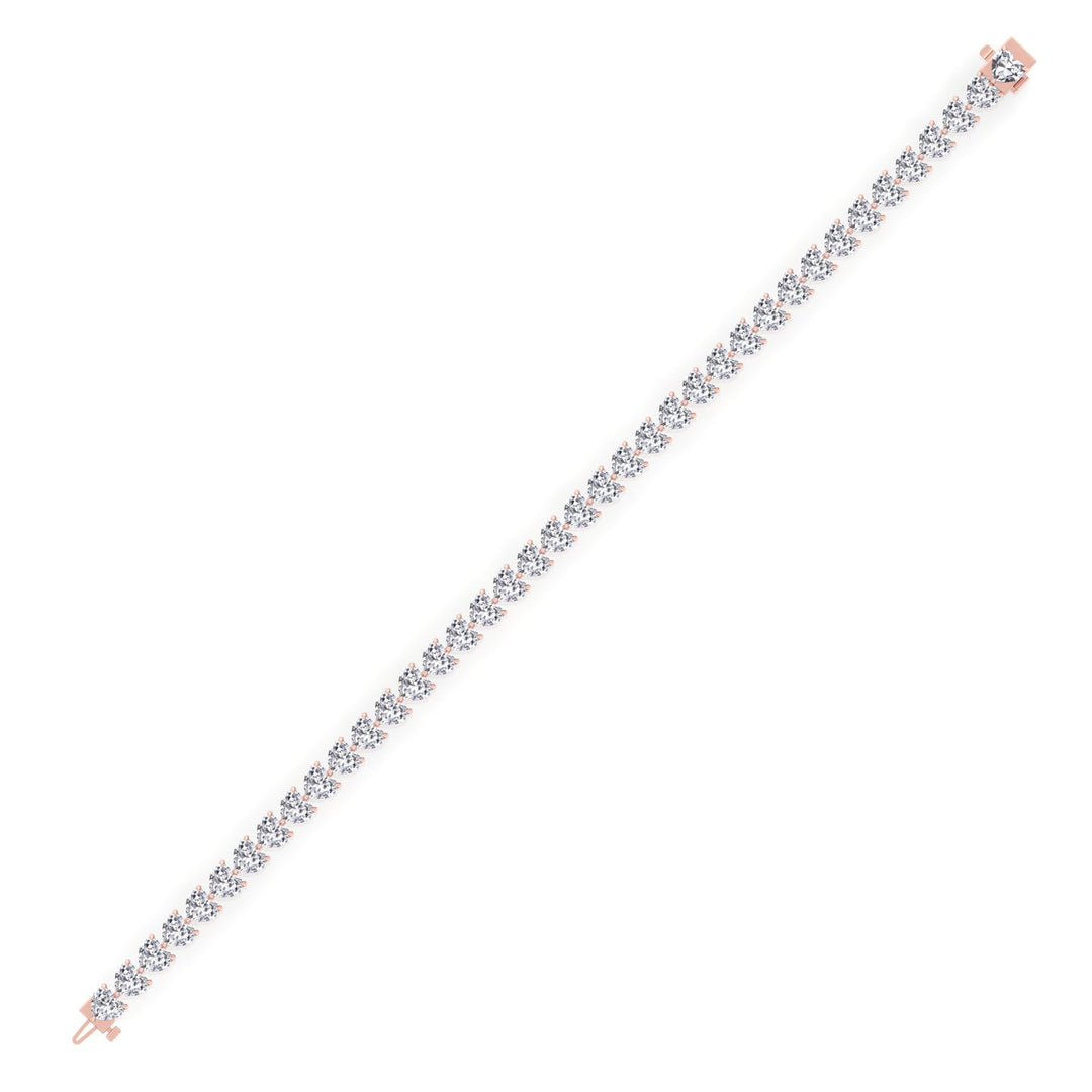 East to West Heart Shape Lab Grown Diamond Tennis Bracelet Rose Gold