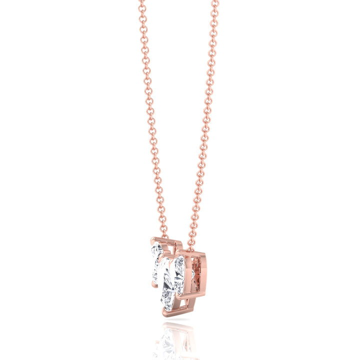 Triple Heart Shape Lab Grown Diamond Pendant Rose Gold