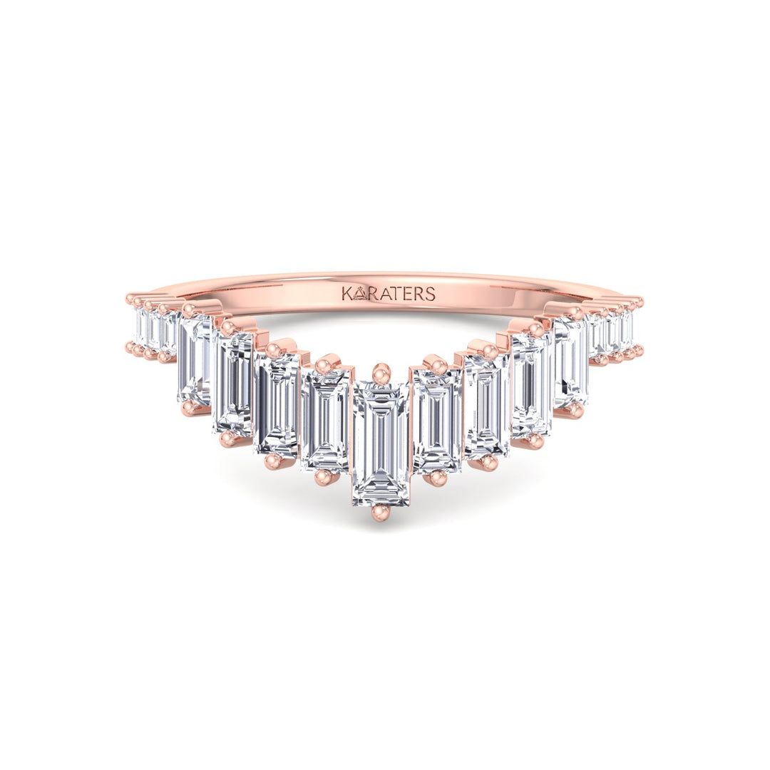 Baguette Lab Grown Diamond Wedding Band Rose Gold 18K 