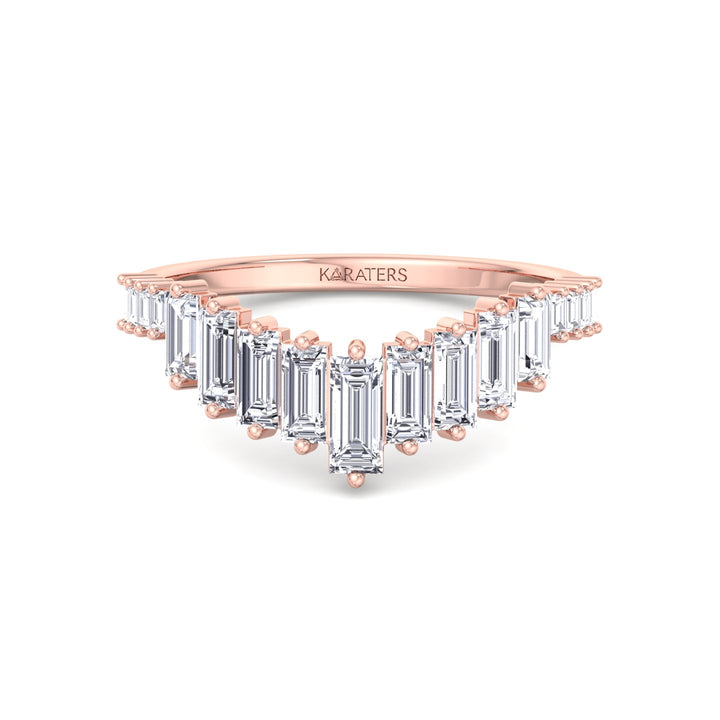 Baguette Lab Grown Diamond Wedding Band Rose Gold 18K 