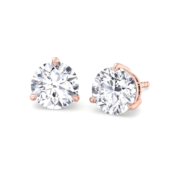 3 Prong Round Cut  Lab-Grown Diamond Studs RG 4