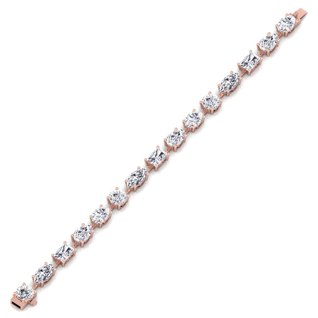 Mixed Shape Combo Lab-Grown Diamond Tennis Bracelet Rose Gold 