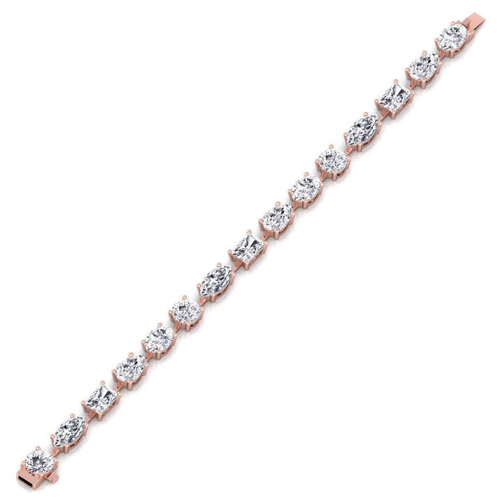 Mixed Shape Combo Lab-Grown Diamond Tennis Bracelet Rose Gold 