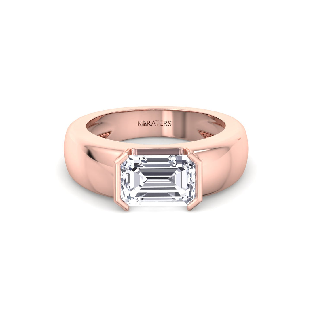 RG Emerald Cut Bezel Set Unisex Lab Grow Diamond Engagement Ring 3