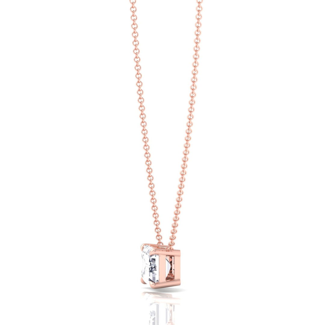 Floating Emerald Shape Lab Grown Diamond Pendant Rose Gold
