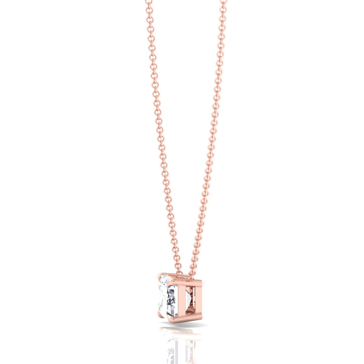 Floating Emerald Shape Lab Grown Diamond Pendant Rose Gold