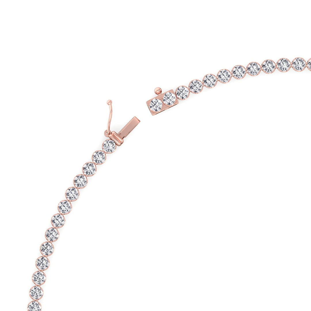 Illusion Set Round Shape Lab Grown Diamond Tennis Necklace Rose Gold