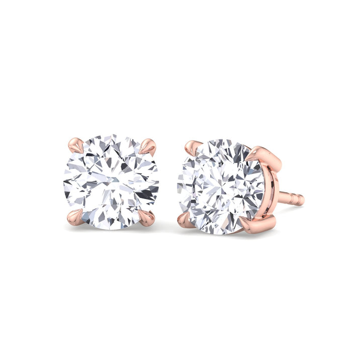 Round Cut  Lab-Grown Diamond Studs Rose Gold