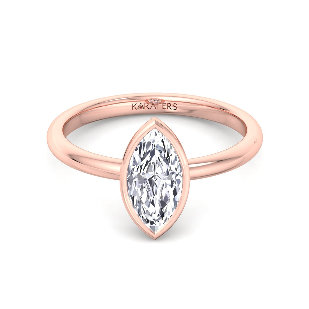 Bezel Set Marquise Shape Lab-Grown Diamond Engagement Ring