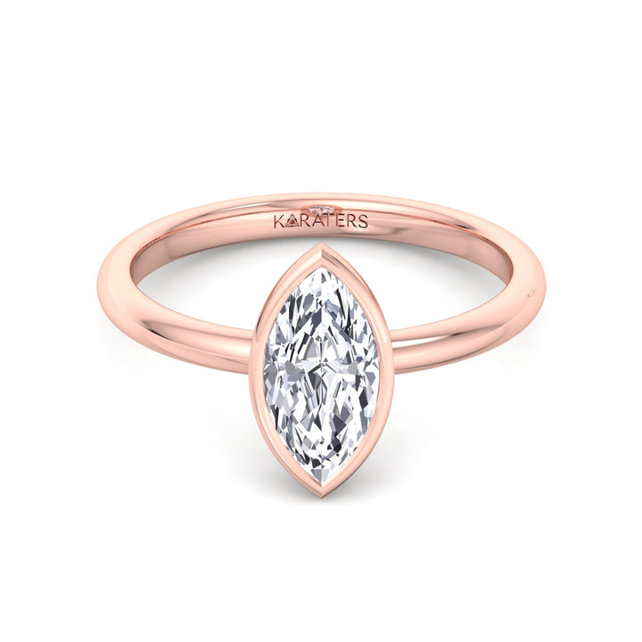 Bezel Set Marquise Shape Lab-Grown Diamond Engagement Ring