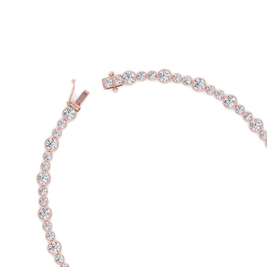 Round Bezel Big & Small Lab Grown Diamond Tennis Necklace RG 4