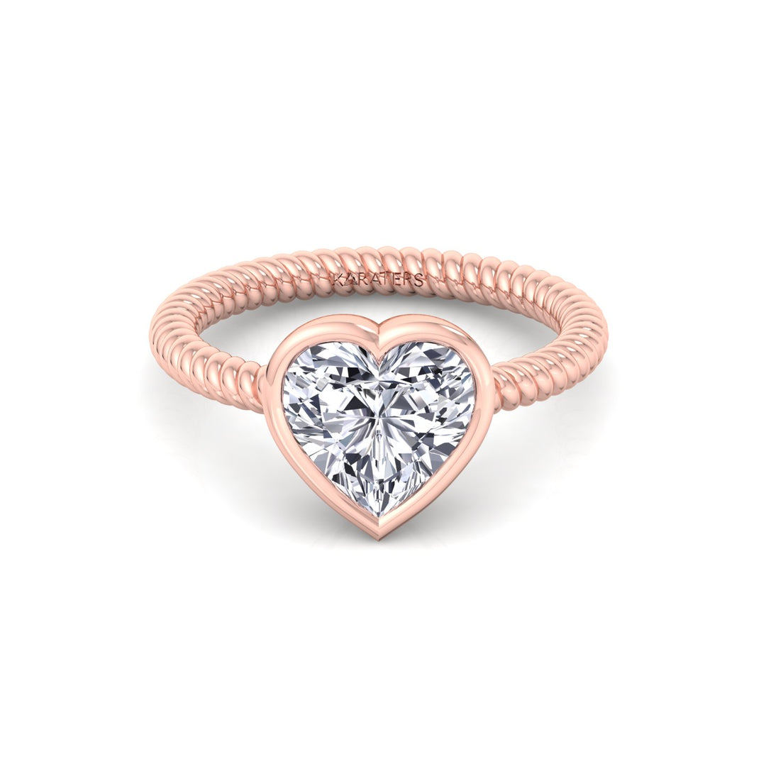 Heart Shape Twisted Rope Band Lab  Diamond Ring RG 2