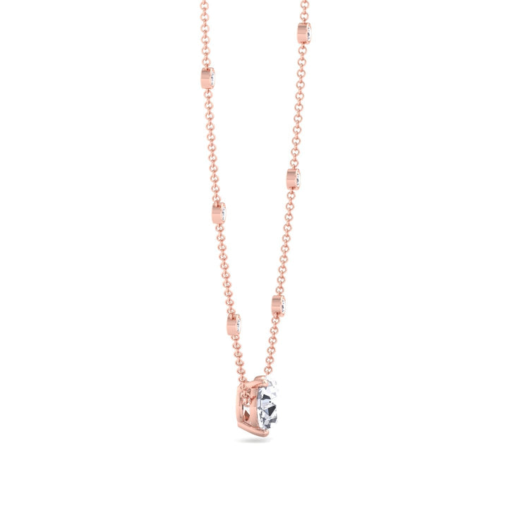 Diamond by The Yard Necklace with Pear Shape Center Stone Rose Gold