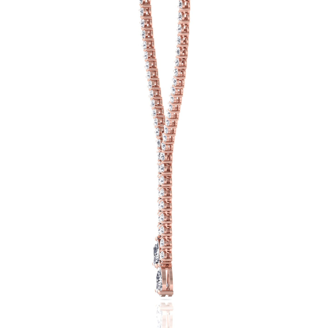 18CT T.W. Pear Shape Lab Grown Diamond Lariat Tennis Necklace Rose Gold