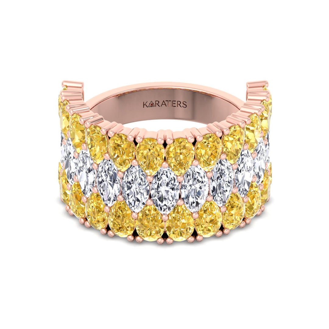 Pear Shape Fancy Yellow and Marquise Lab-Grown Diamond Cocktail Ring  RG 3