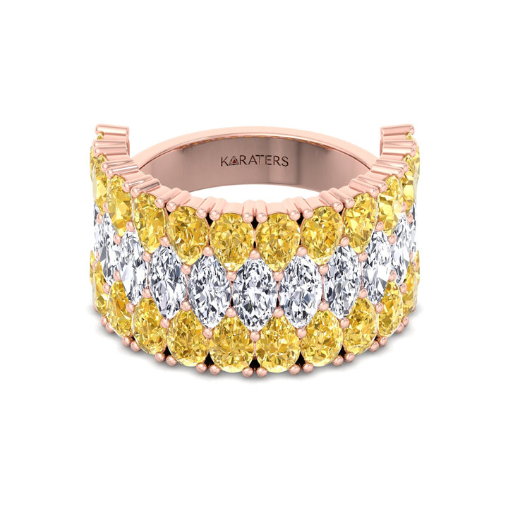 Pear Shape Fancy Yellow and Marquise Lab-Grown Diamond Cocktail Ring  RG 3