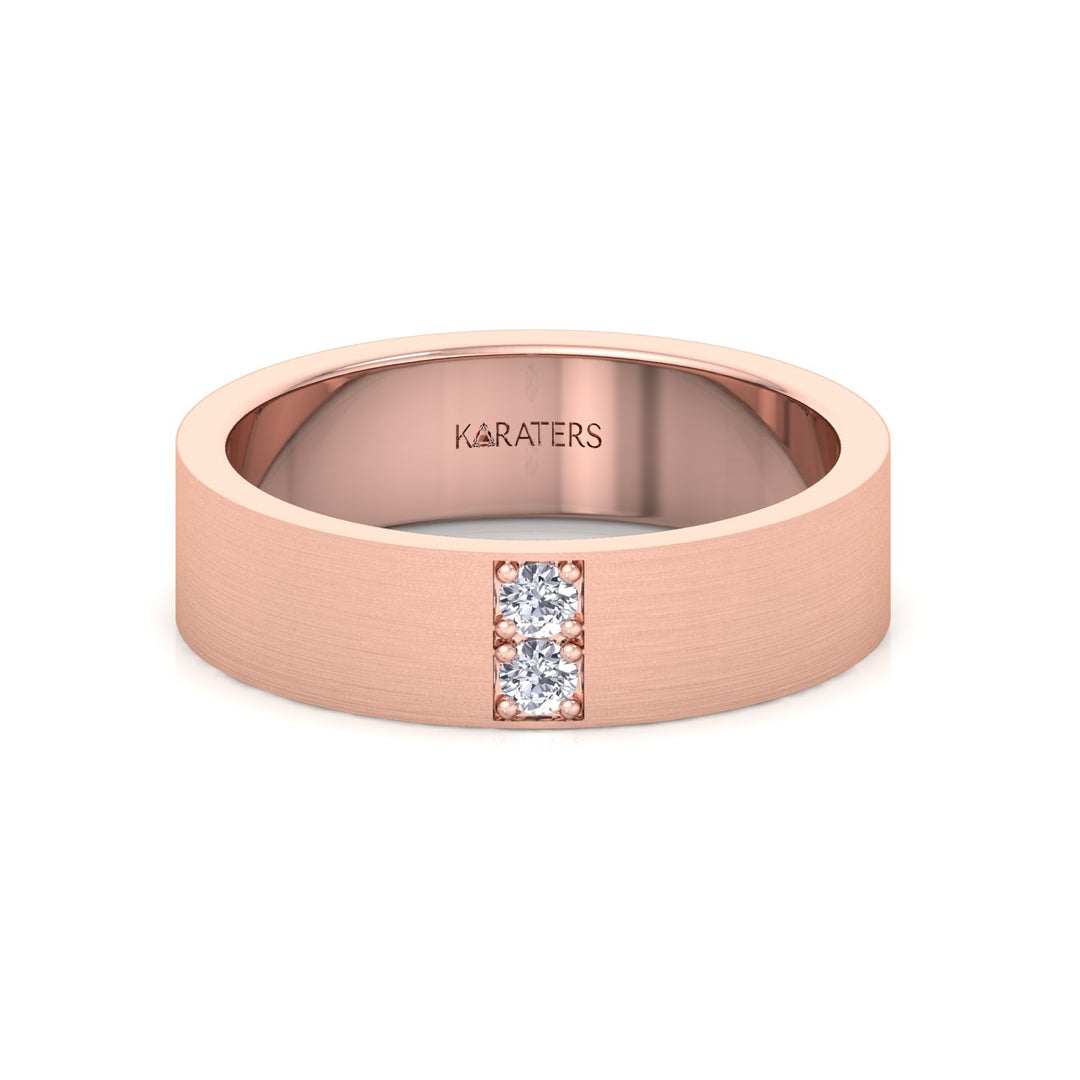 6mm Men's Lab-Grown Diamond Band Rose Gold 14K