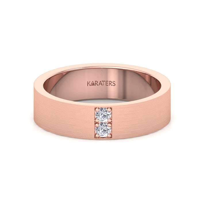 6mm Men's Lab-Grown Diamond Band Rose Gold 14K