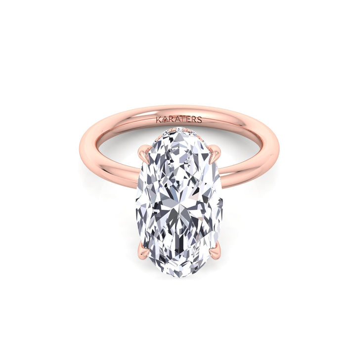 Moval Lab Grown Diamond Engagement Ring with Hidden Halo Rose Gold 14K