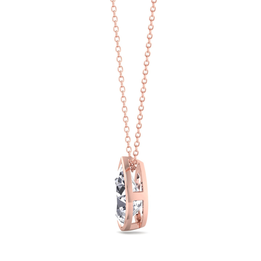 Pear Shape Bezel Set Lab Grown Diamond Pendant - Rose Gold- 1CT-5CT