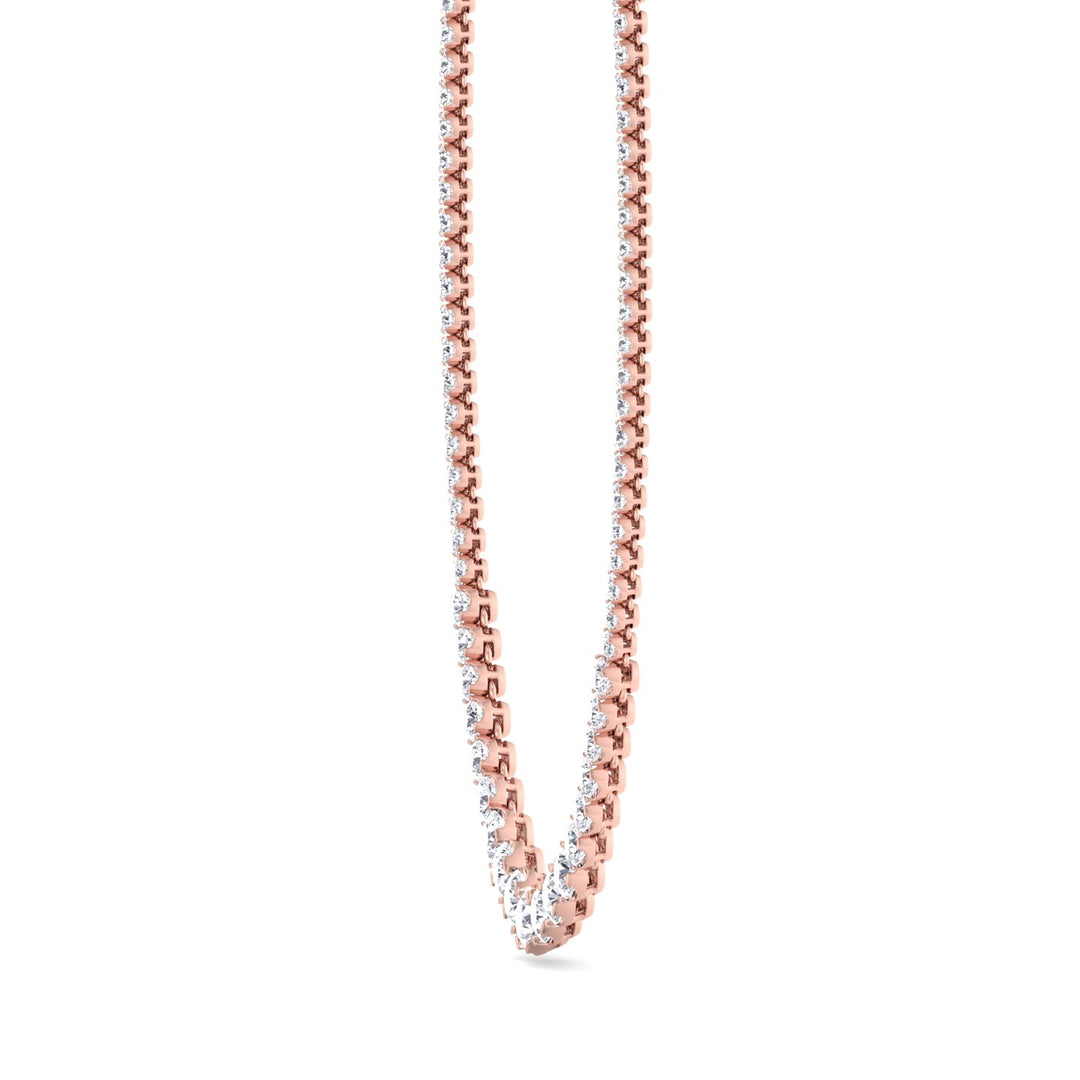 Buttercup Illusion Set Graduated Lab Grown Diamond Tennis Necklace Rose Gold