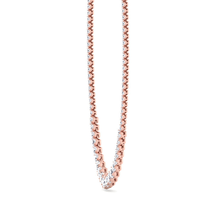 Buttercup Illusion Set Graduated Lab Grown Diamond Tennis Necklace Rose Gold