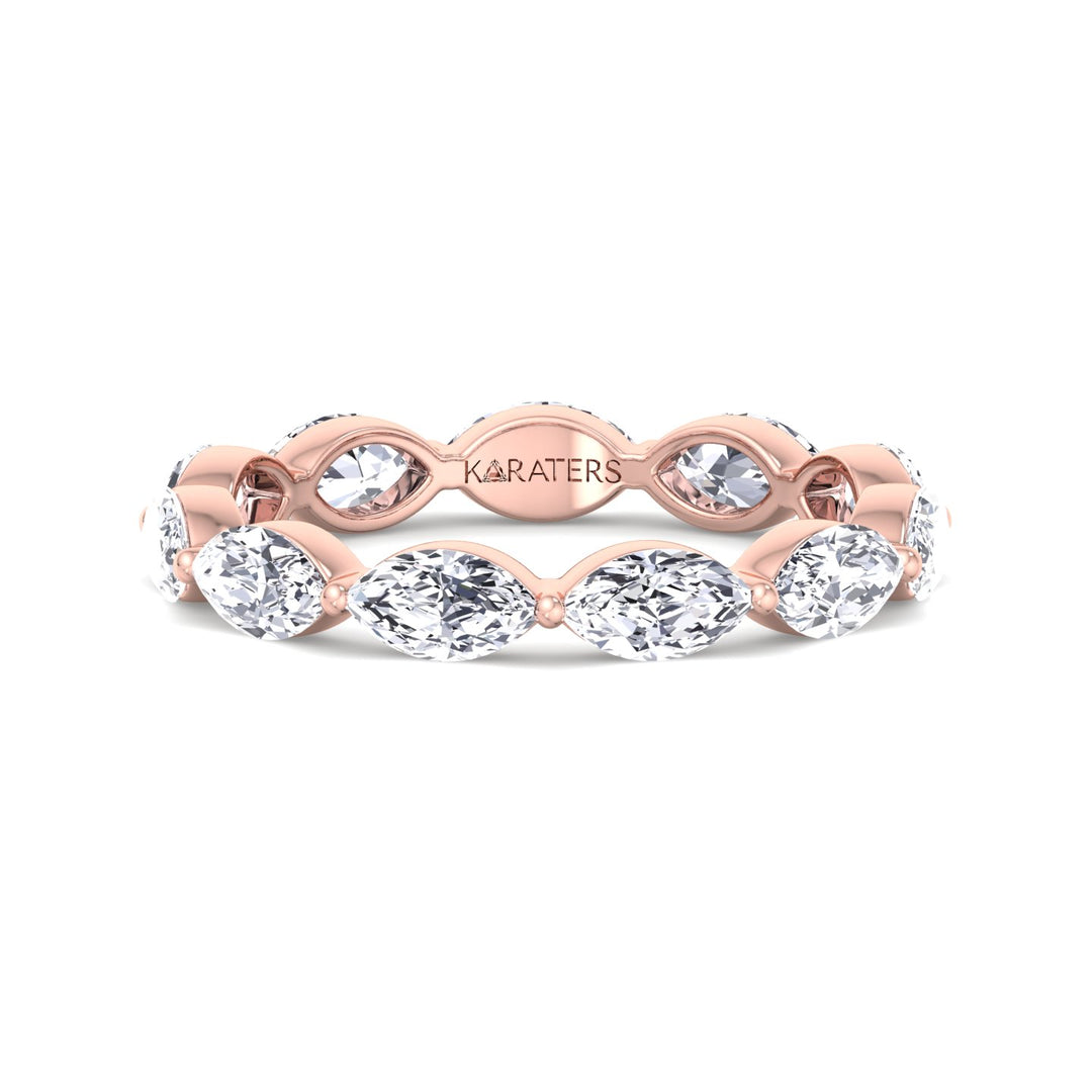 East West Marquise Shape Lab Grown Diamond Eternity Band Rose Gold 18K