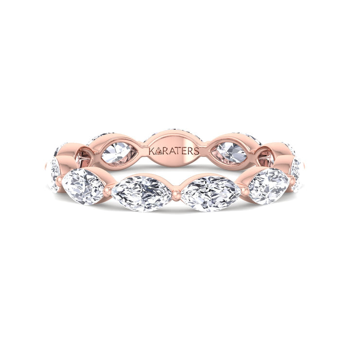 East West Marquise Shape Lab Grown Diamond Eternity Band Rose Gold 18K