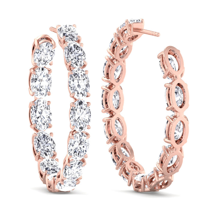 Oval-Cut Lab Grown Diamond Hoops- 14K-18K-Rose Gold